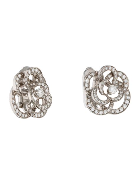 chanel camelia earrings|Chanel diamond camelia earrings.